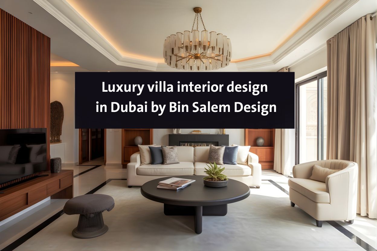Luxury villa interior design in Dubai by Bin Salem Design, showcasing bespoke furniture, marble flooring, elegant lighting, and high-end residential style.